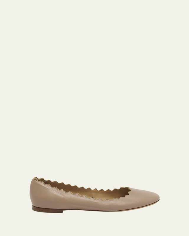 Lauren Scalloped Leather Ballet Flats